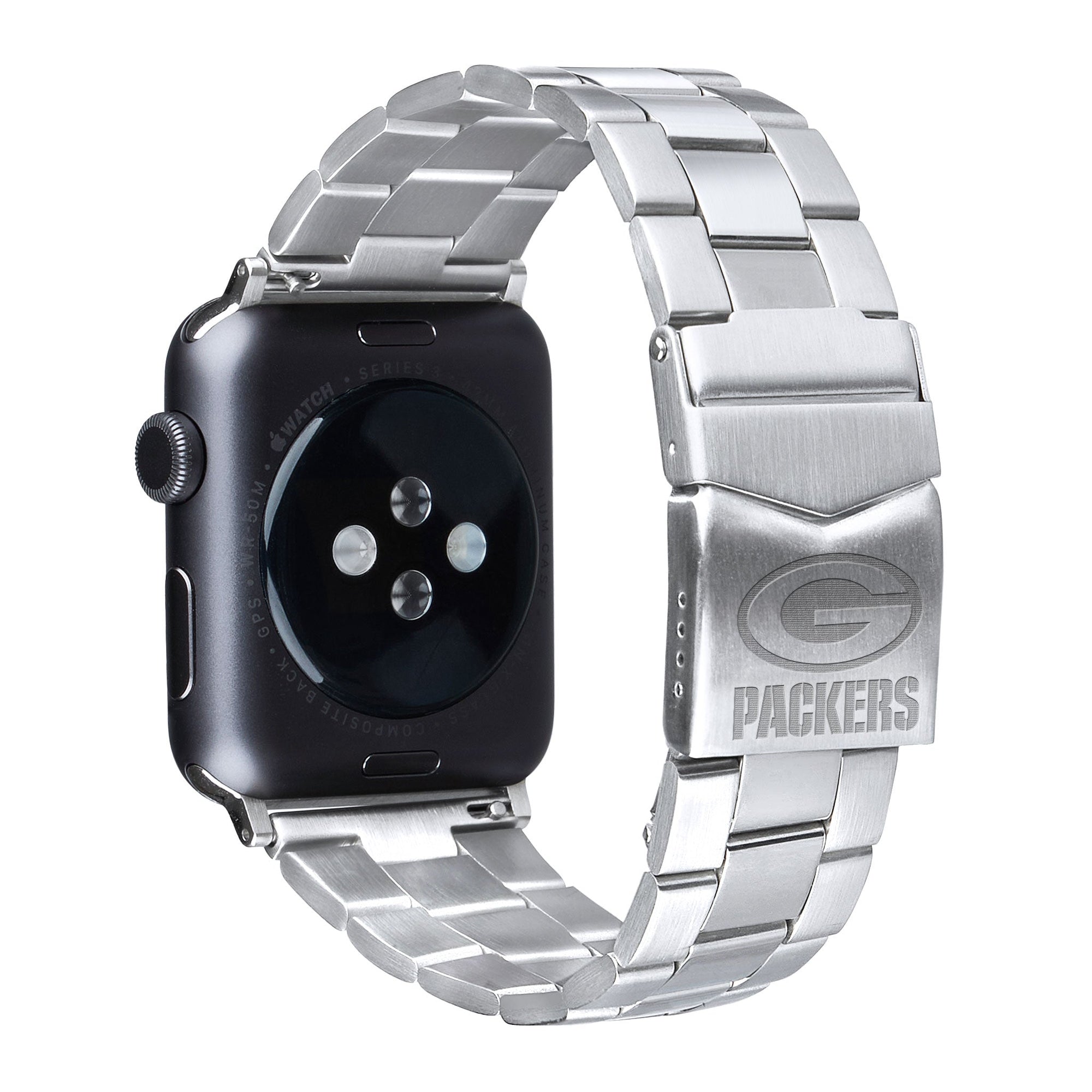 Green Bay Packers Stainless Steel Link Style Apple Watch Band - Game Time Bands