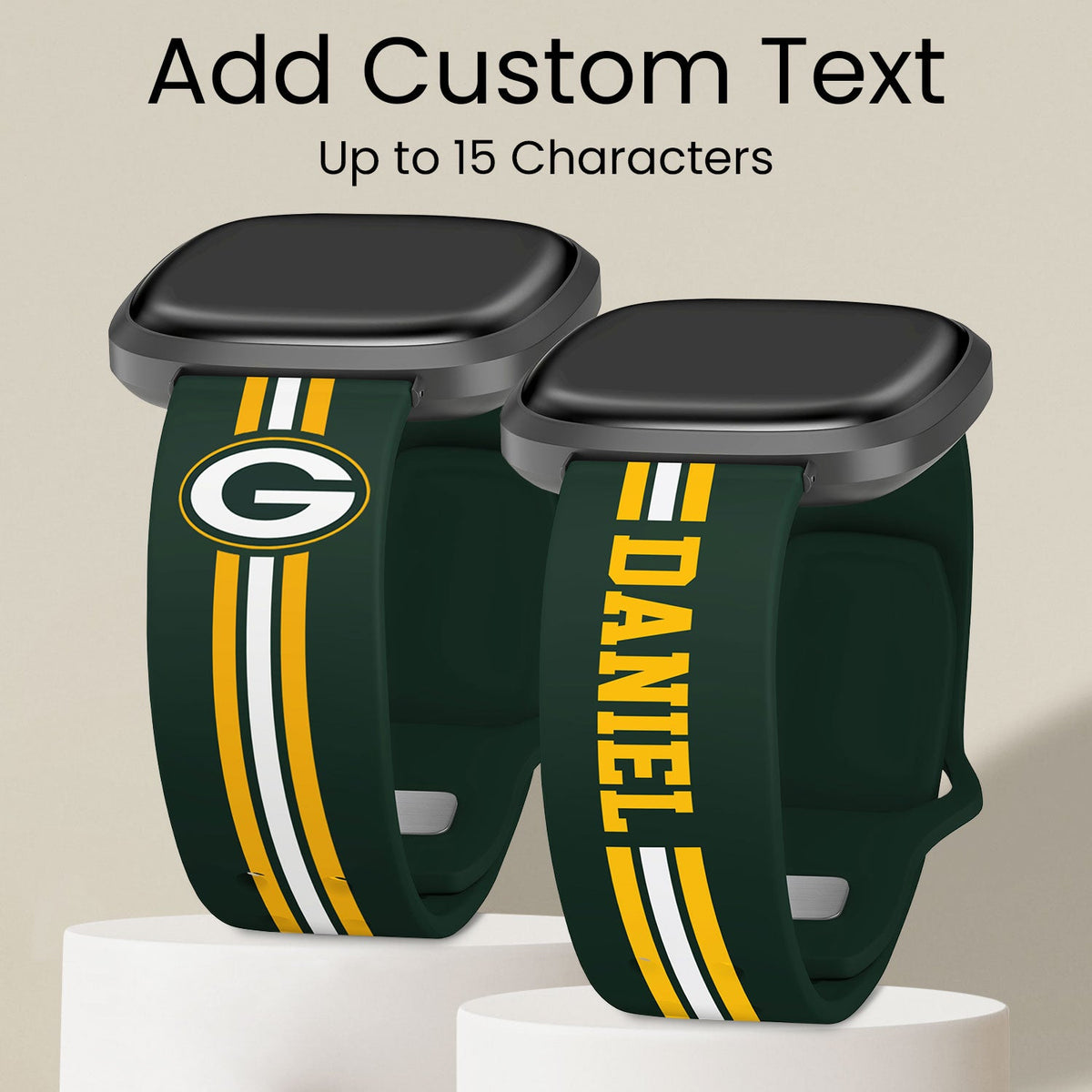 Green Bay Packers Custom Name HD Fitbit Versa 3 and Sense 1 Watch Band