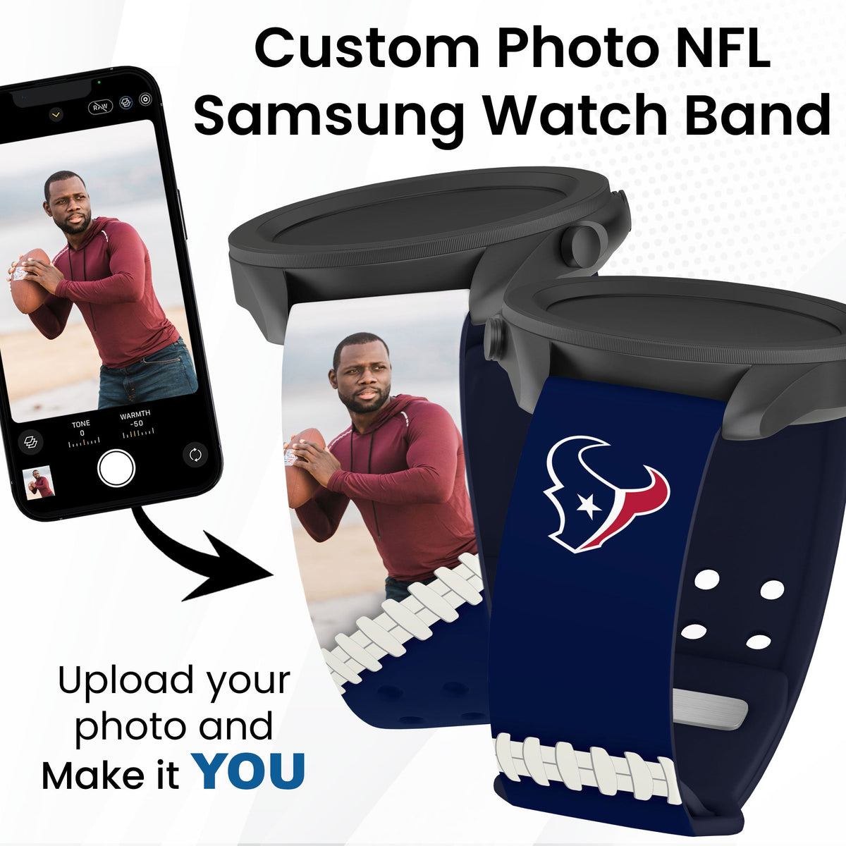 Houston Texans Custom Photo HD Samsung Galaxy Watch Band