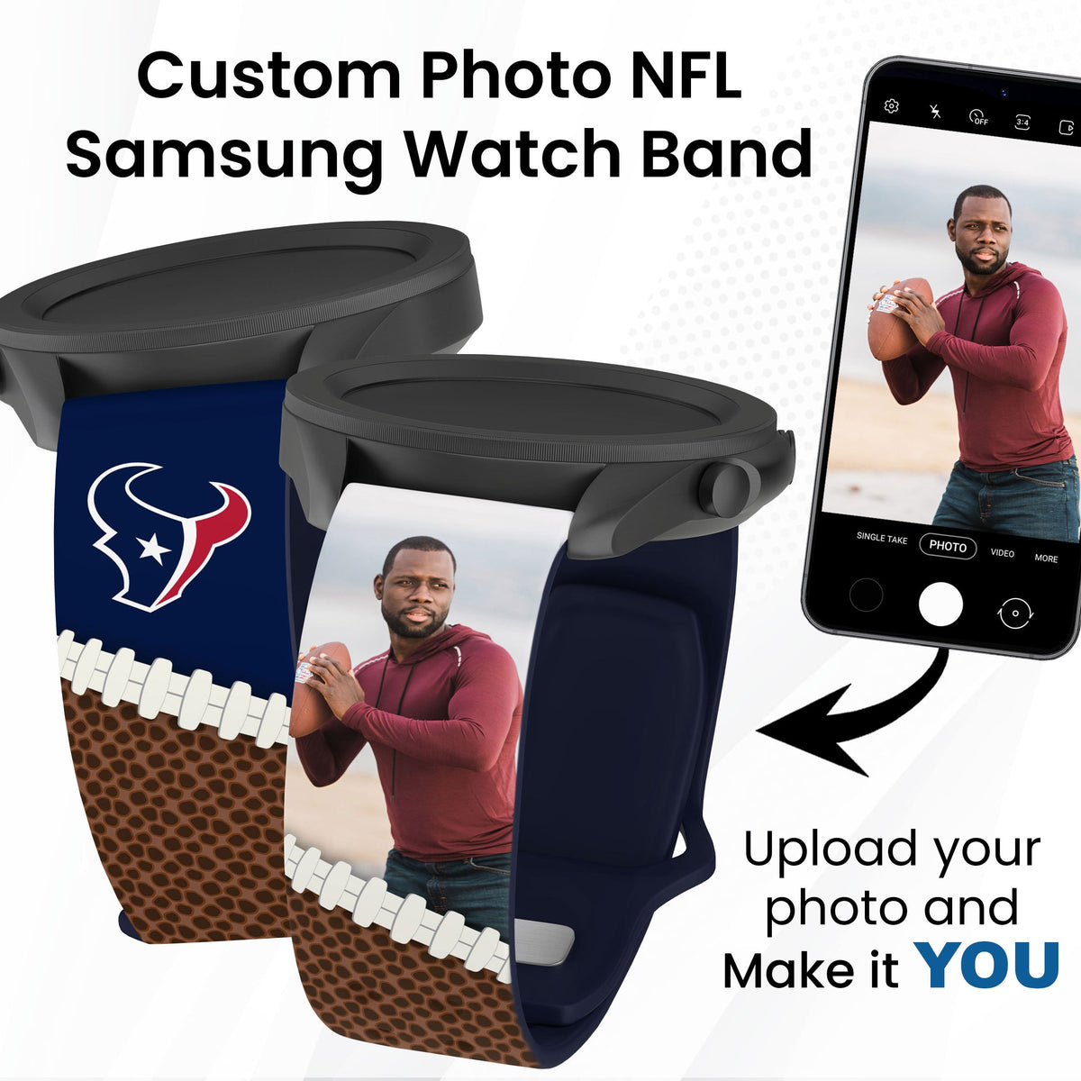 Houston Texans Custom Photo HD Samsung Galaxy Watch Band