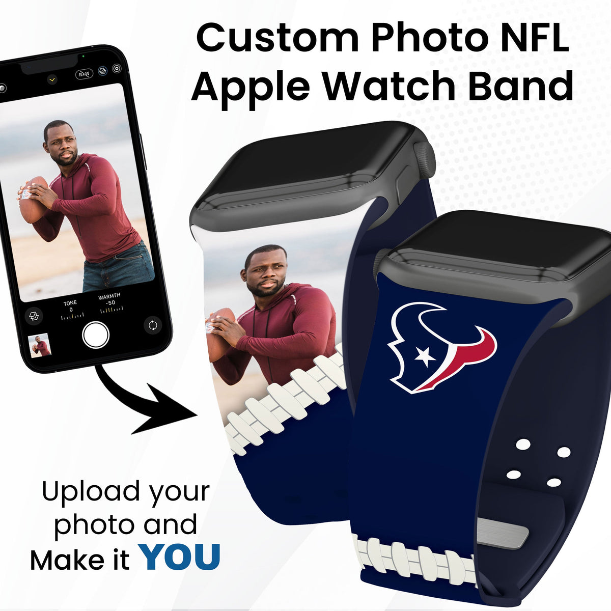 Houston Texans Custom Photo HD Apple Watch Band