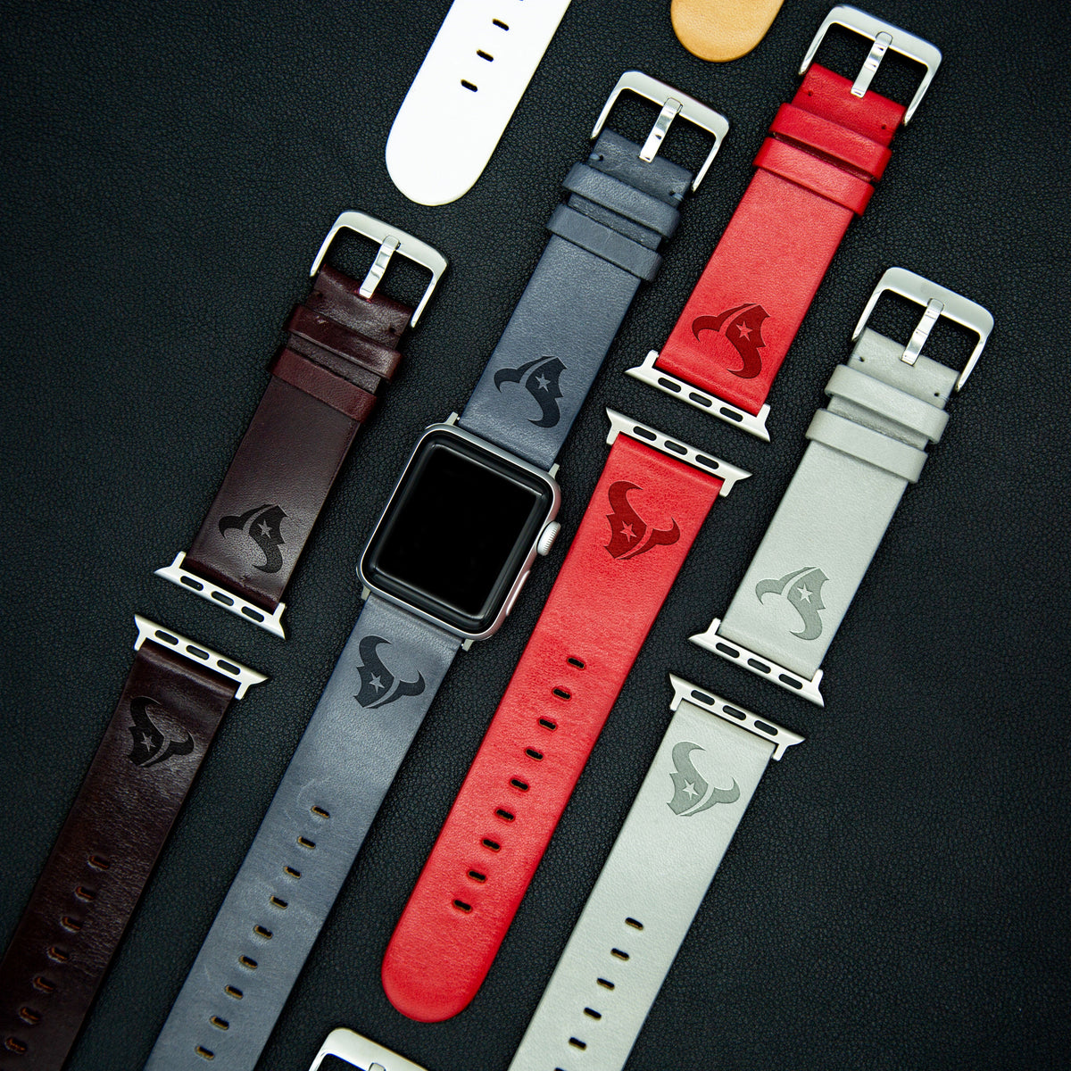 Game Time Houston Texans Apple Leather Watch Band - USA Sewn