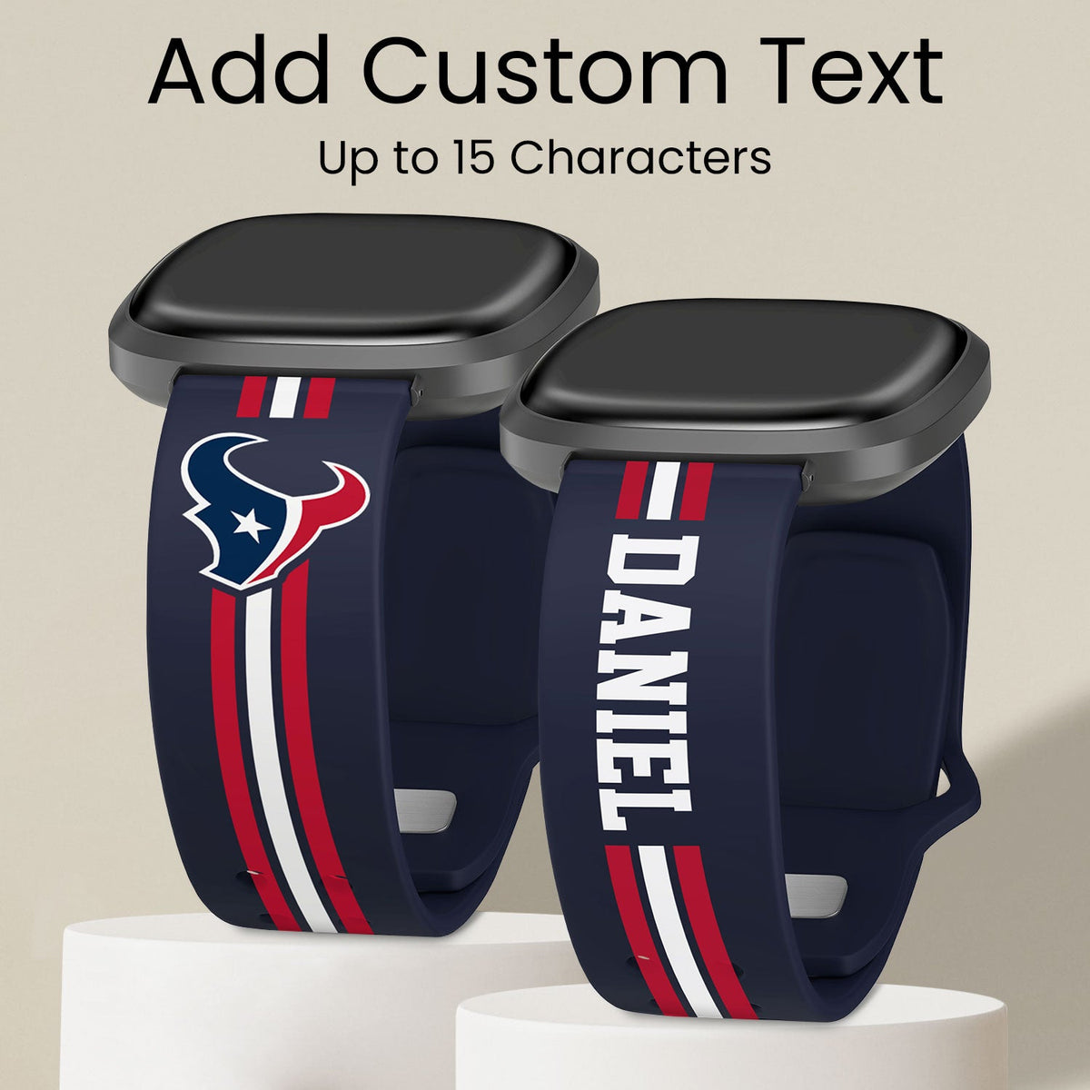 Houston Texans Custom Name HD Fitbit Versa 3 and Sense Watch Band