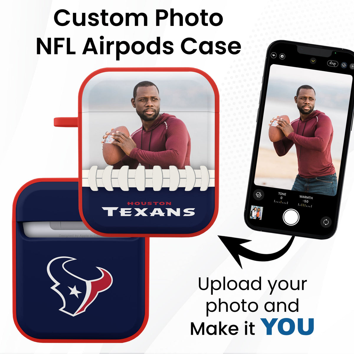 Houston Texans Custom Photo HDX Apple AirPods Gen 1 &amp; 2 Case Cover