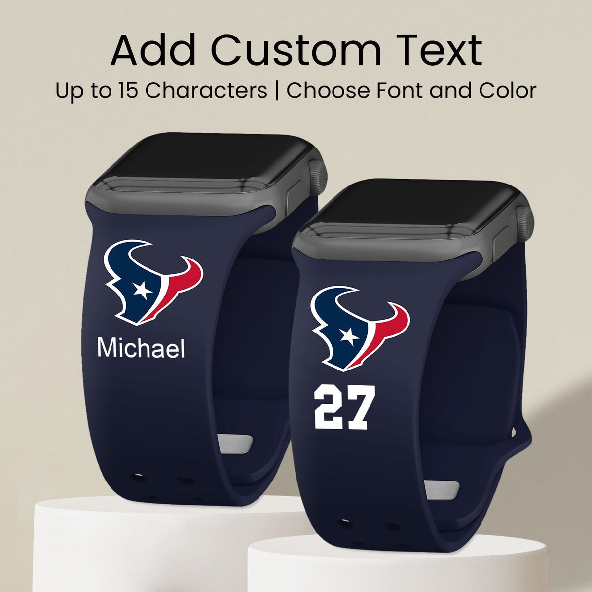 Houston Texans Custom Name HD Apple Watch Band