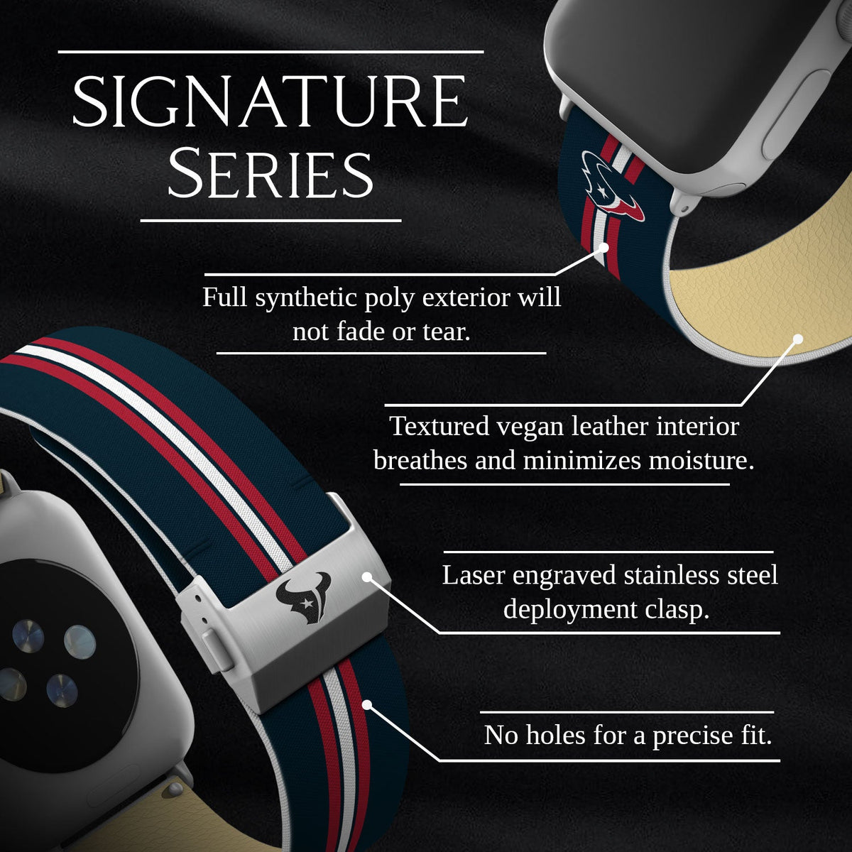 Game Time Houston Texans Signature Series Apple Watch Band With Engraved Buckle