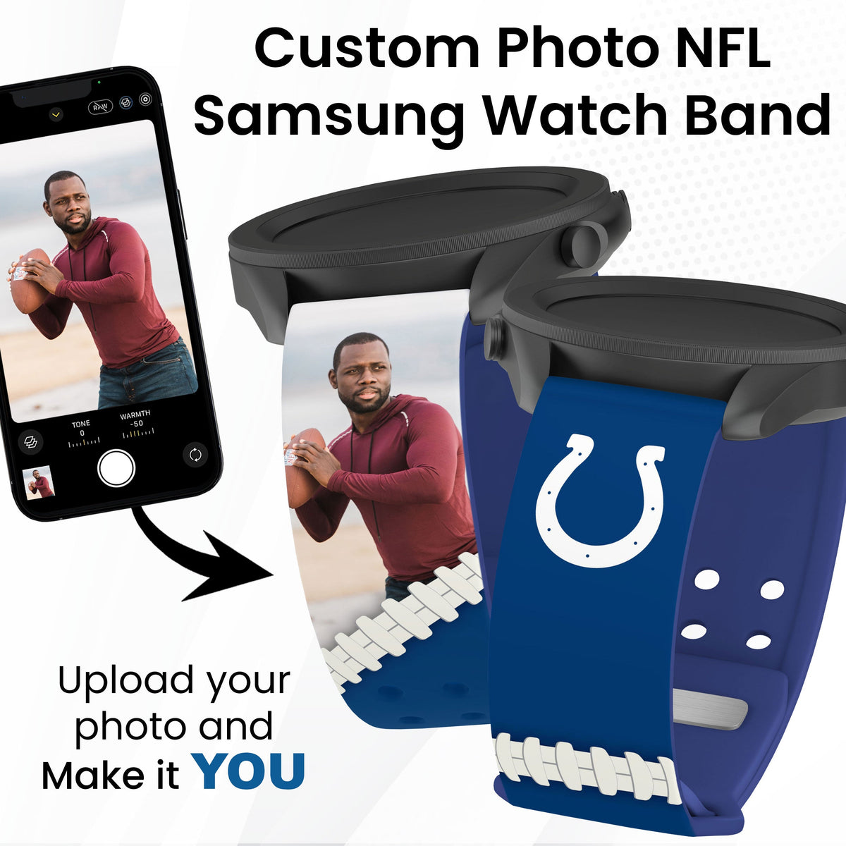 Indianapolis Colts Custom Photo HD Samsung Galaxy Watch Band