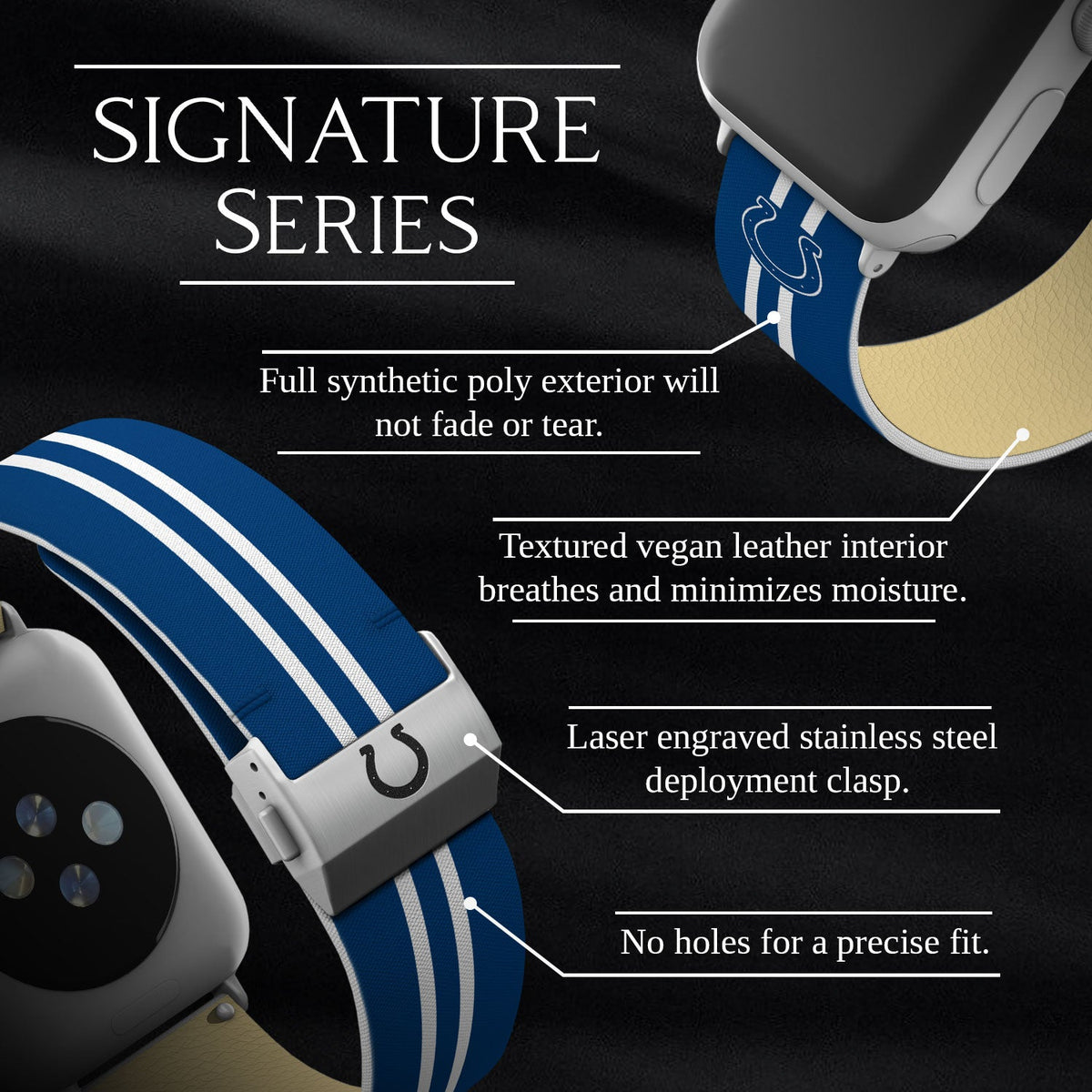 Game Time Indianapolis Colts Signature Series Apple Watch Band With Engraved Buckle