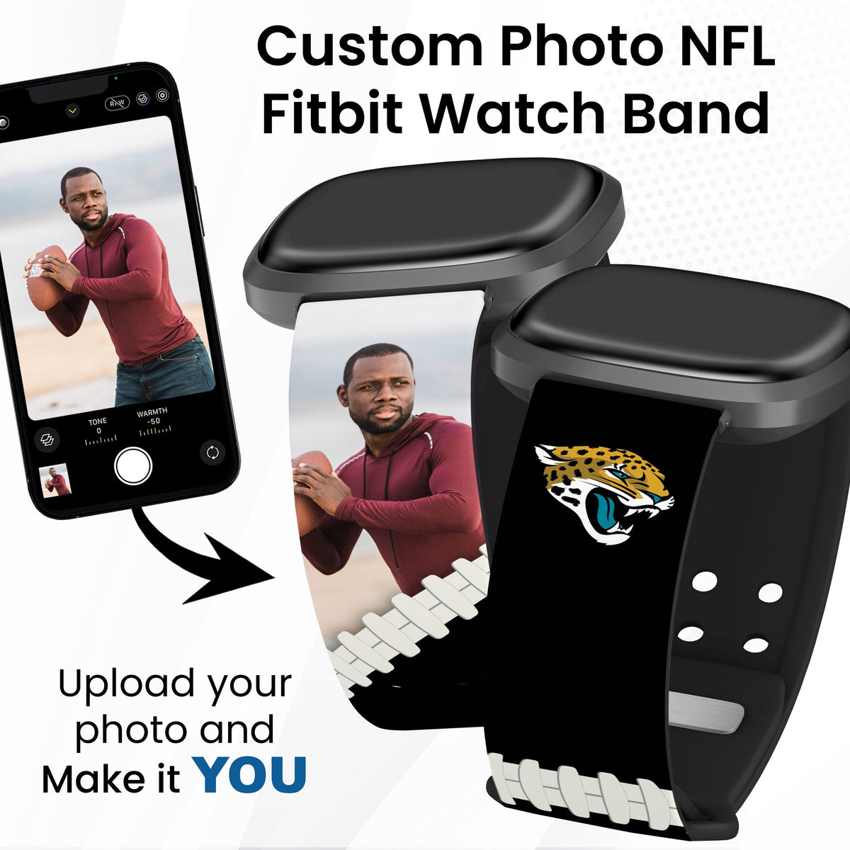 Jacksonville Jaguars Custom Photo HD Fitbit Versa 3 &amp; Sense Watch Band