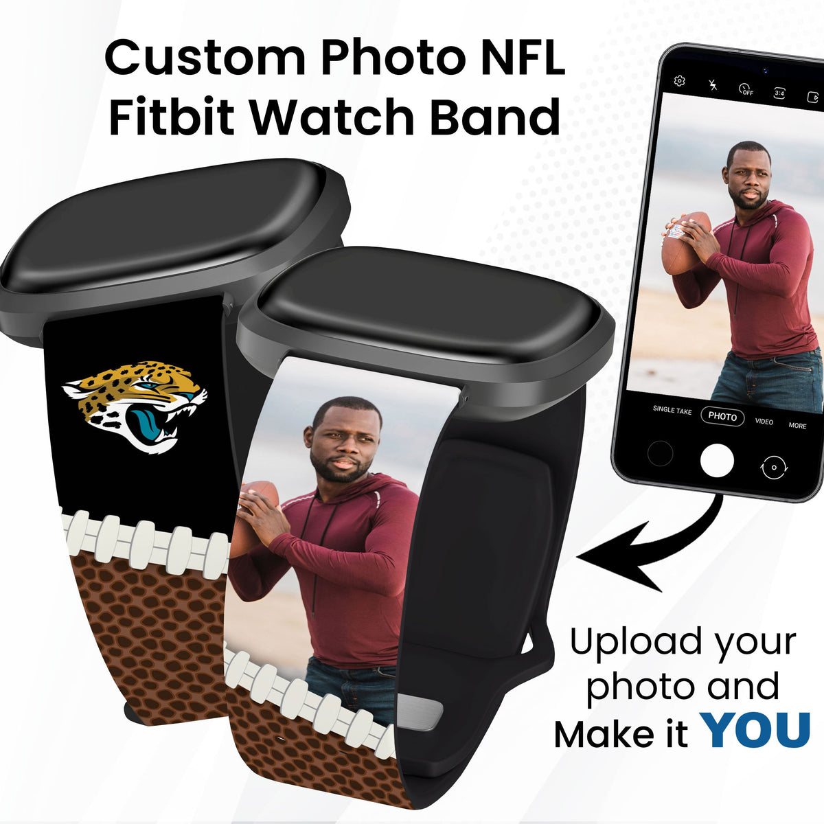 Jacksonville Jaguars Custom Photo HD Fitbit Versa 3 &amp; Sense Watch Band