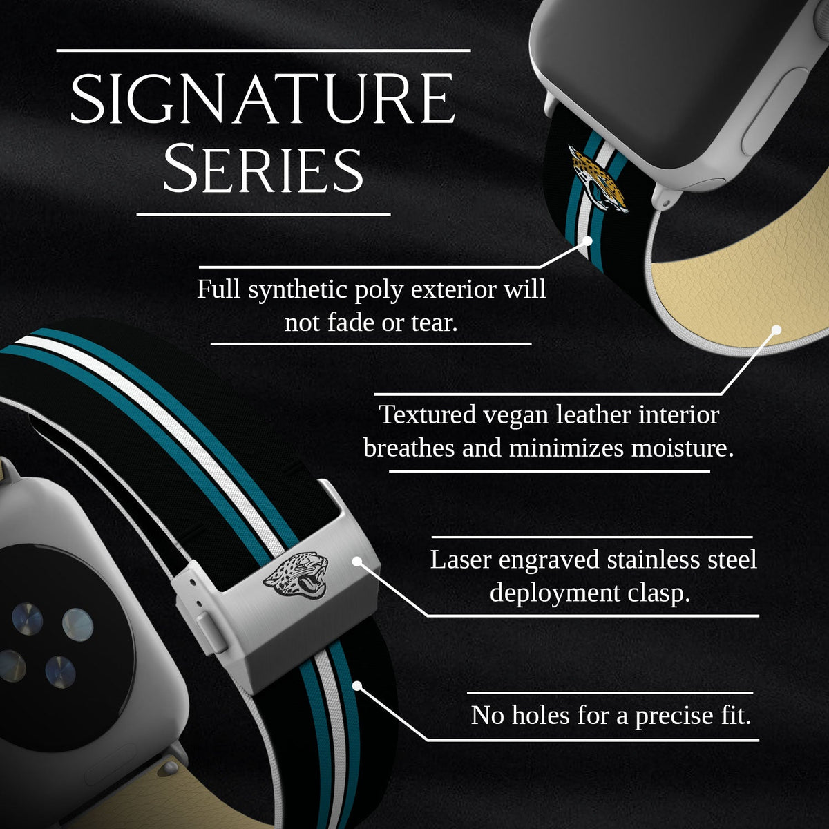 Game Time Jacksonville Jaguars Signature Series Apple Watch Band With Engraved Buckle