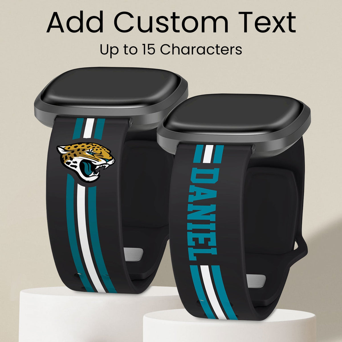 Jacksonville Jaguars Custom Name HD Fitbit Versa 3 and Sense Watch Band