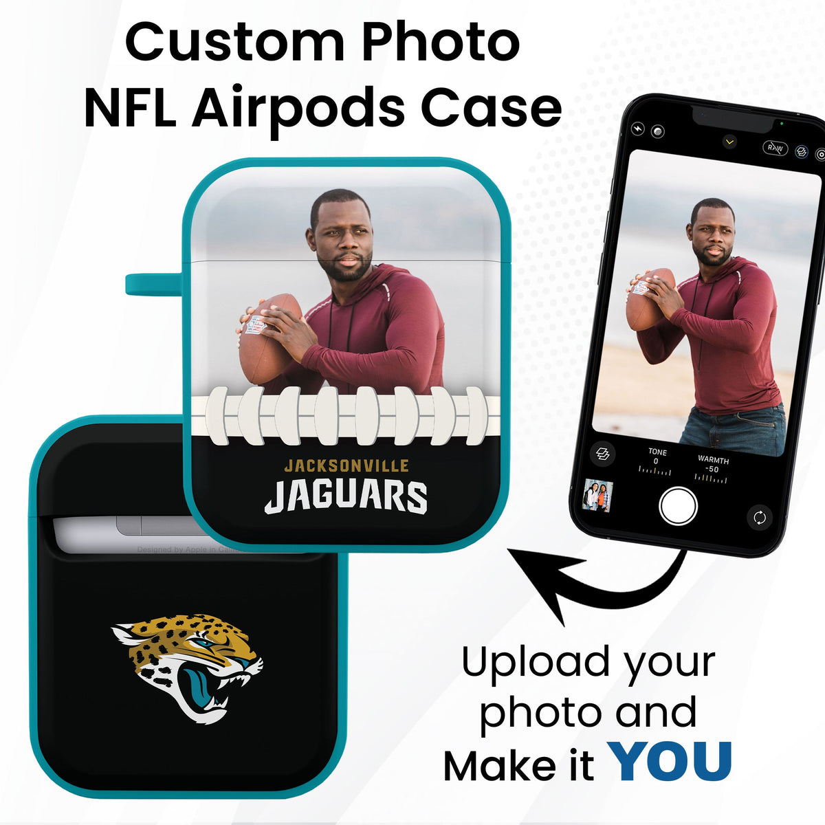 Jacksonville Jaguars Custom Photo HDX Apple AirPods Gen 1 &amp; 2 Case Cover