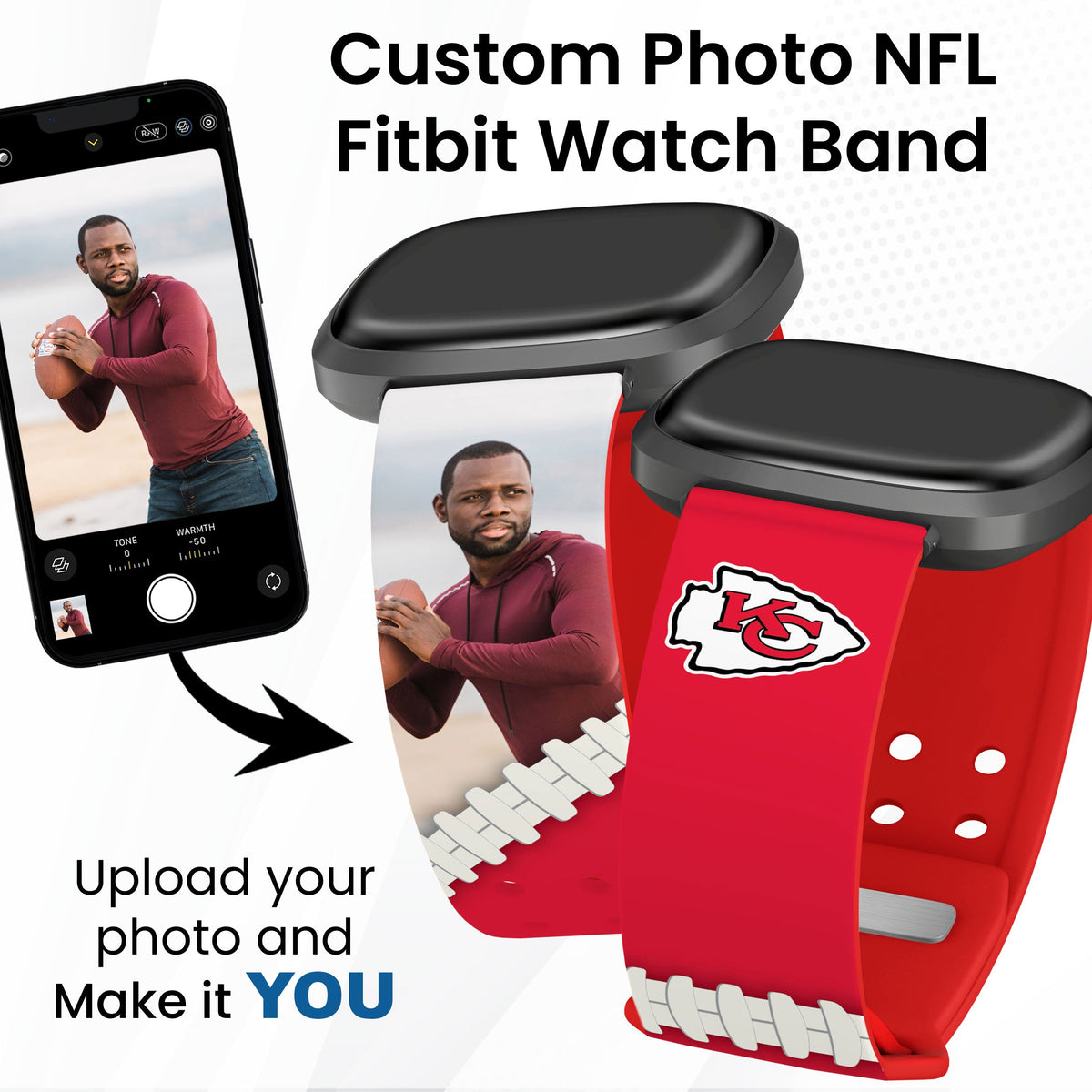 Kansas City Chiefs Custom Photo HD Fitbit Versa 3 &amp; Sense Watch Band