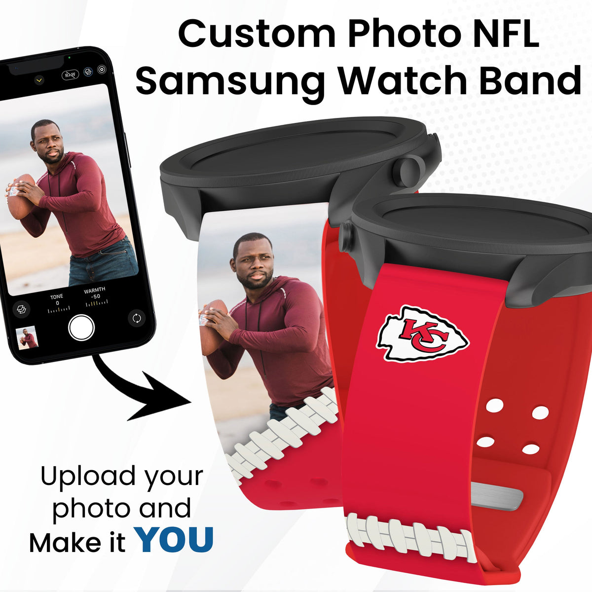 Kansas City Chiefs Custom Photo HD Samsung Galaxy Watch Band