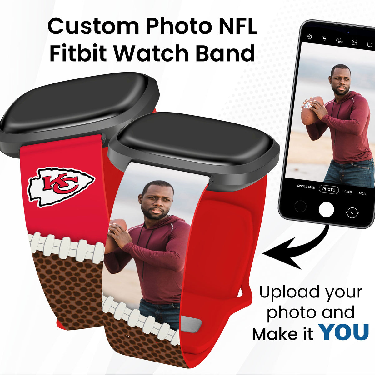 Kansas City Chiefs Custom Photo HD Fitbit Versa 3 &amp; Sense Watch Band