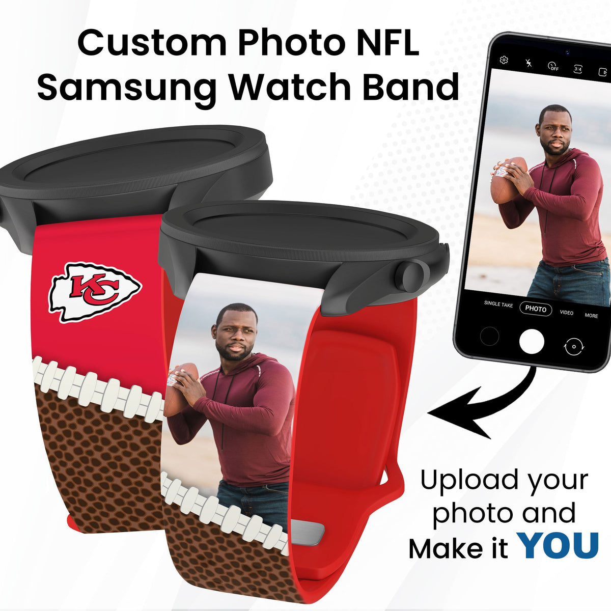 Kansas City Chiefs Custom Photo HD Samsung Galaxy Watch Band