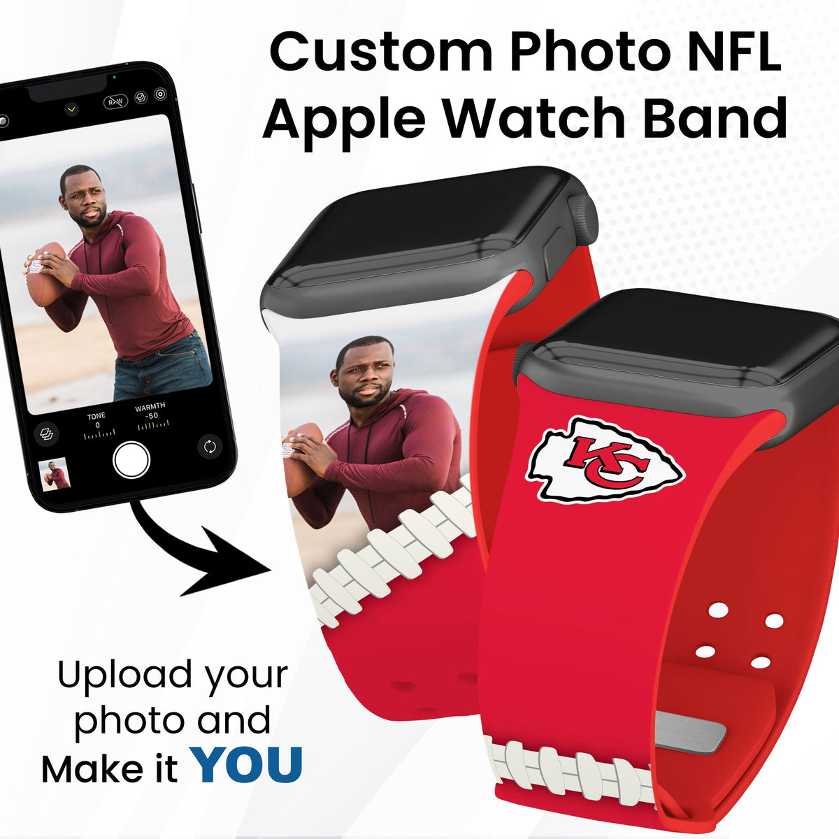 Kansas City Chiefs Custom Photo HD Apple Watch Band