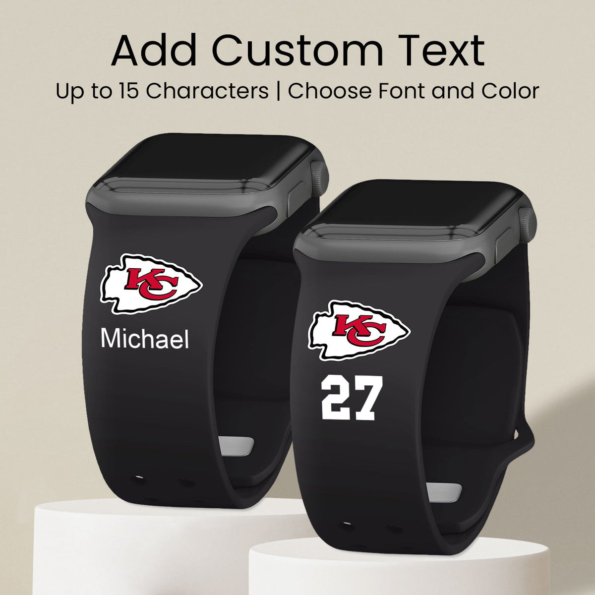 Kansas City Chiefs Custom Name HD Apple Watch Band