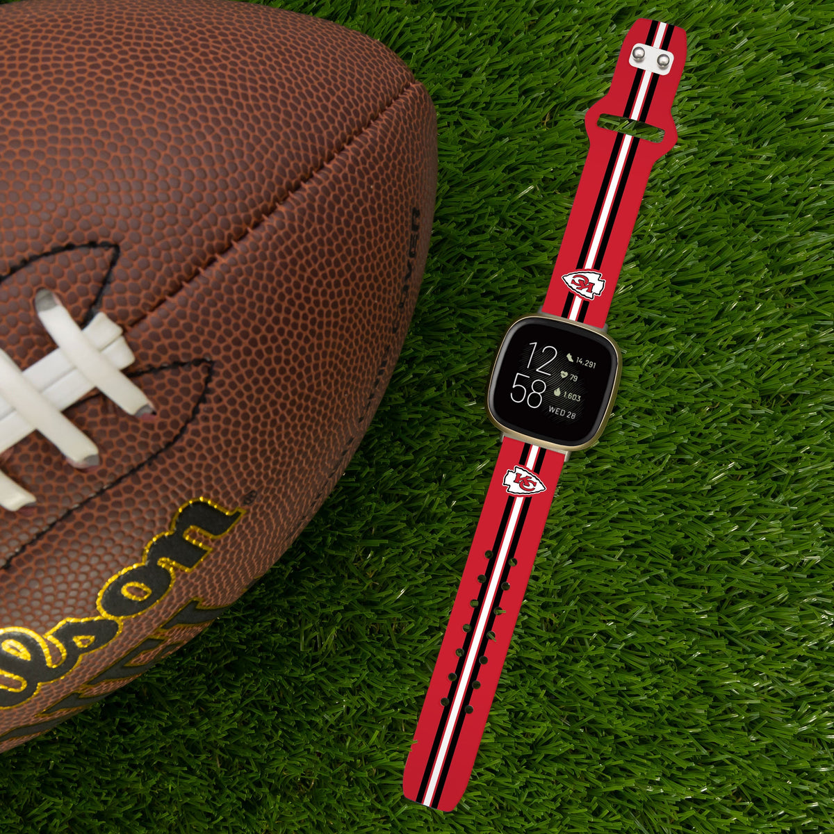 Kansas City Chiefs HD Fitbit Versa 3 and Sense Watch Band