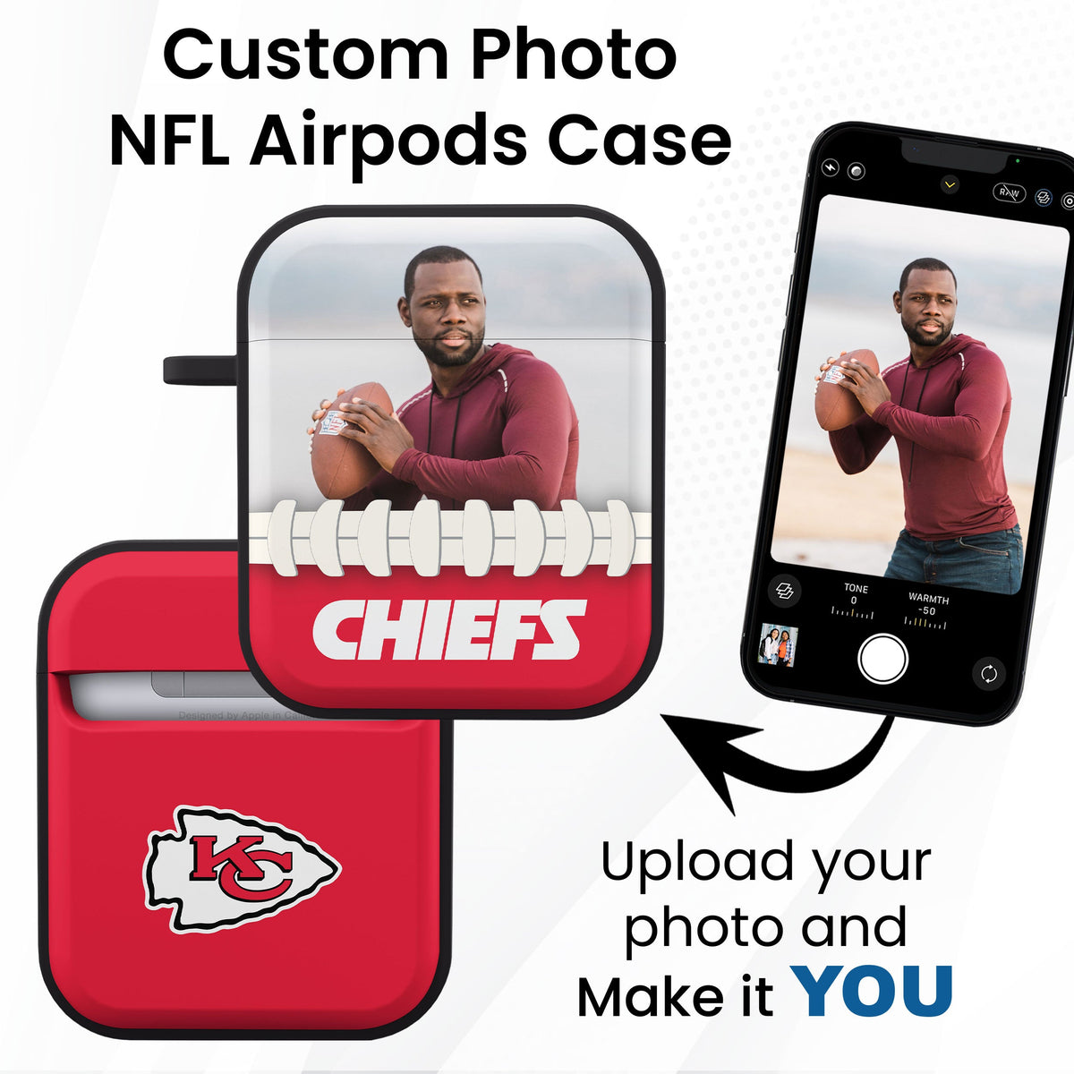 Kansas City Chiefs Custom Photo HDX Apple AirPods Gen 1 &amp; 2 Case Cover