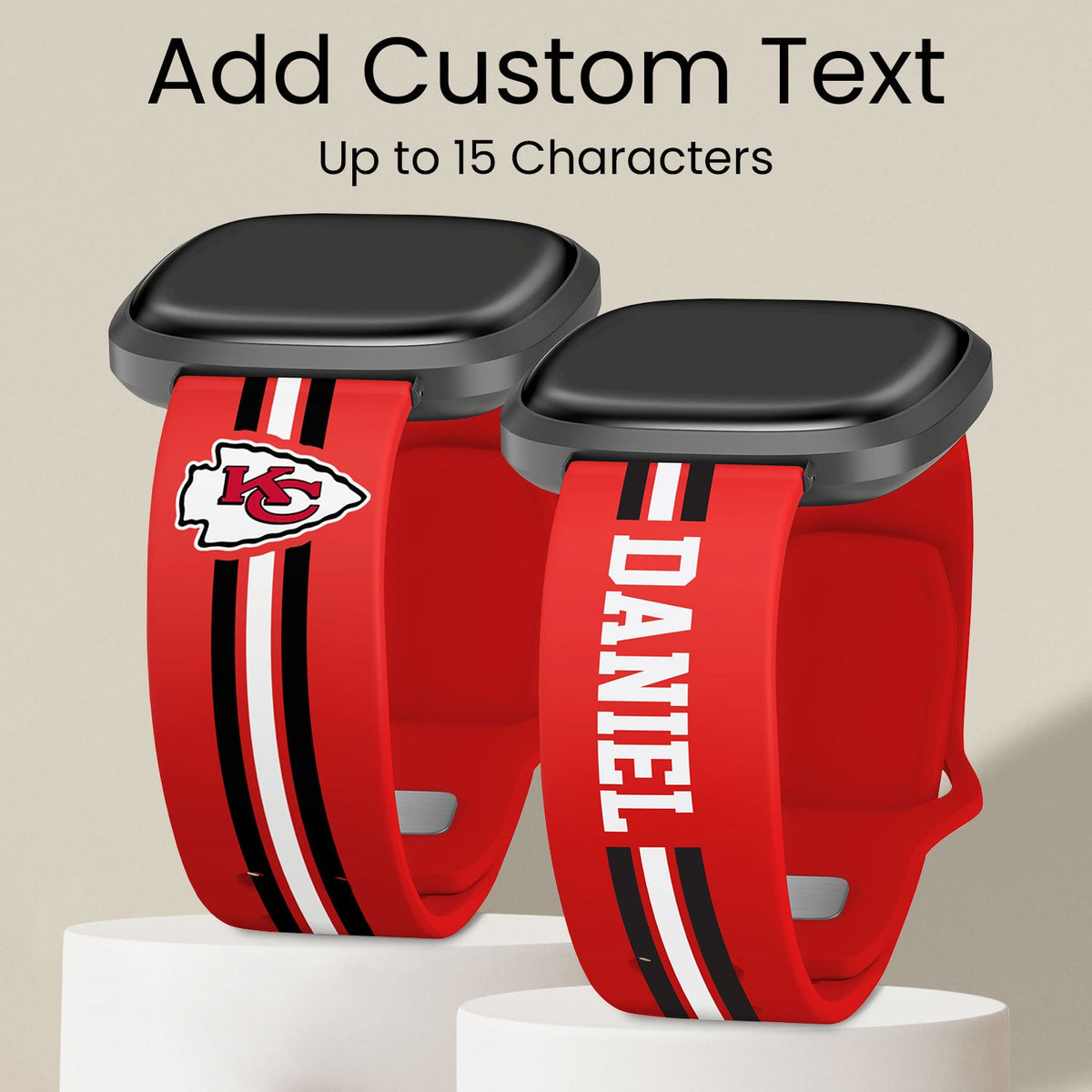 Kansas City Chiefs Custom Name HD Fitbit Versa 3 and Sense Watch Band
