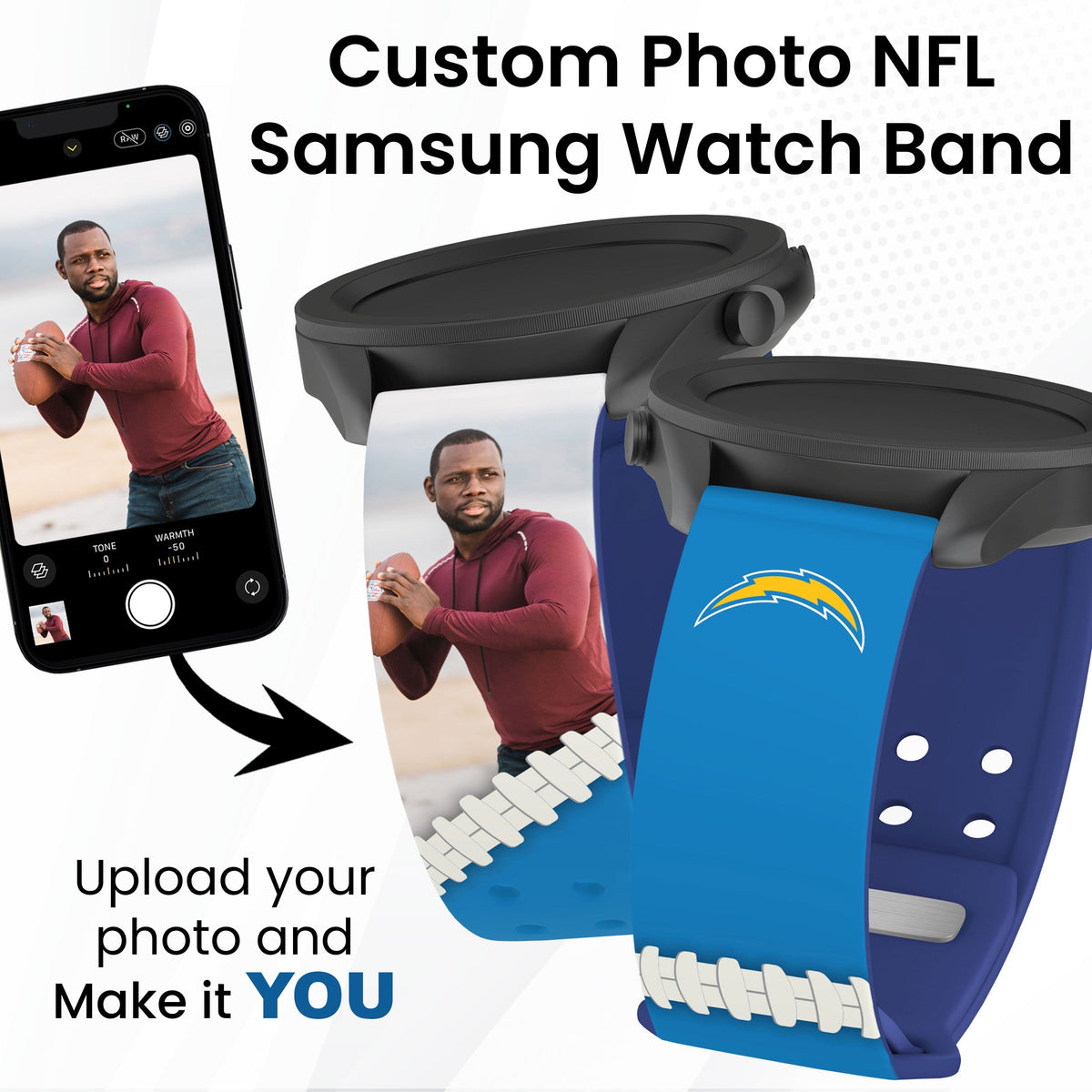 Los Angeles Chargers Custom Photo HD Samsung Galaxy Watch Band
