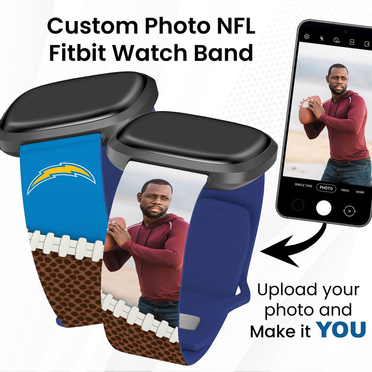 Los Angeles Chargers Custom Photo HD Fitbit Versa 3 &amp; Sense Watch Band