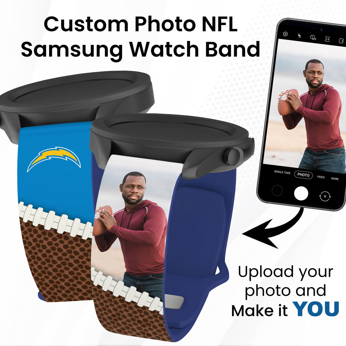 Los Angeles Chargers Custom Photo HD Samsung Galaxy Watch Band