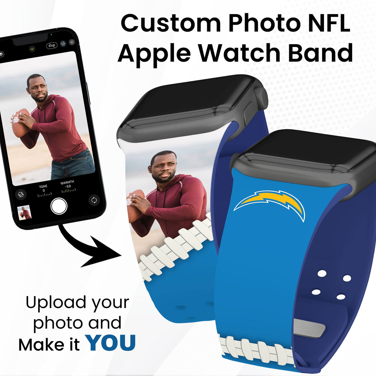 Los Angeles Chargers Custom Photo HD Apple Watch Band