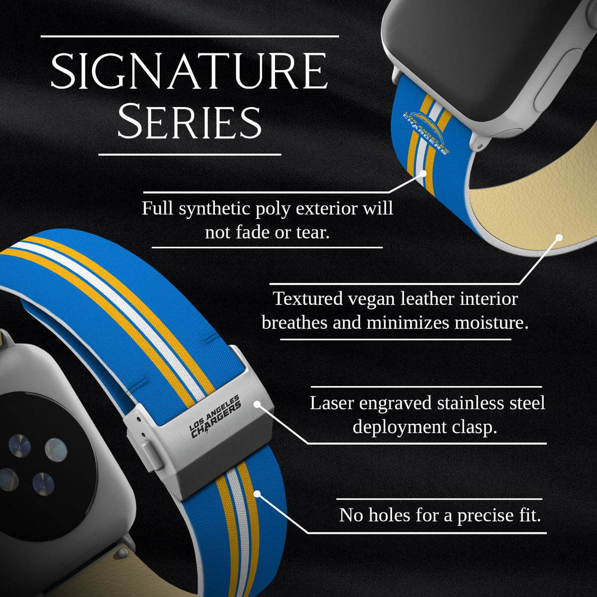 Game Time Los Angeles Chargers Signature Series Apple Watch Band With Engraved Buckle