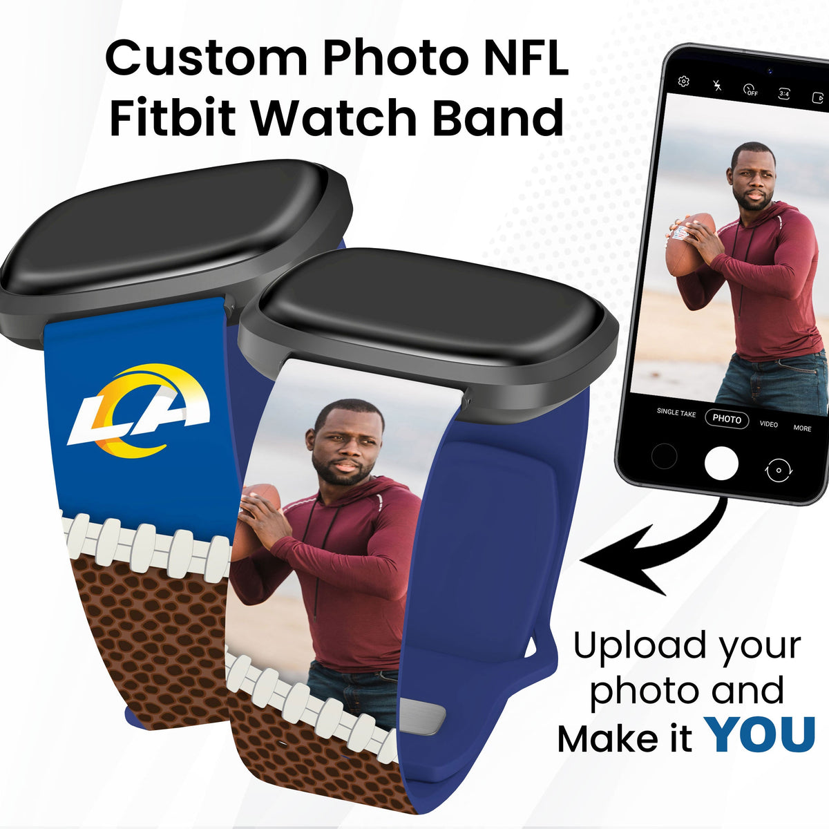 Los Angeles Rams Custom Photo HD Fitbit Versa 3 &amp; Sense 1 Watch Band