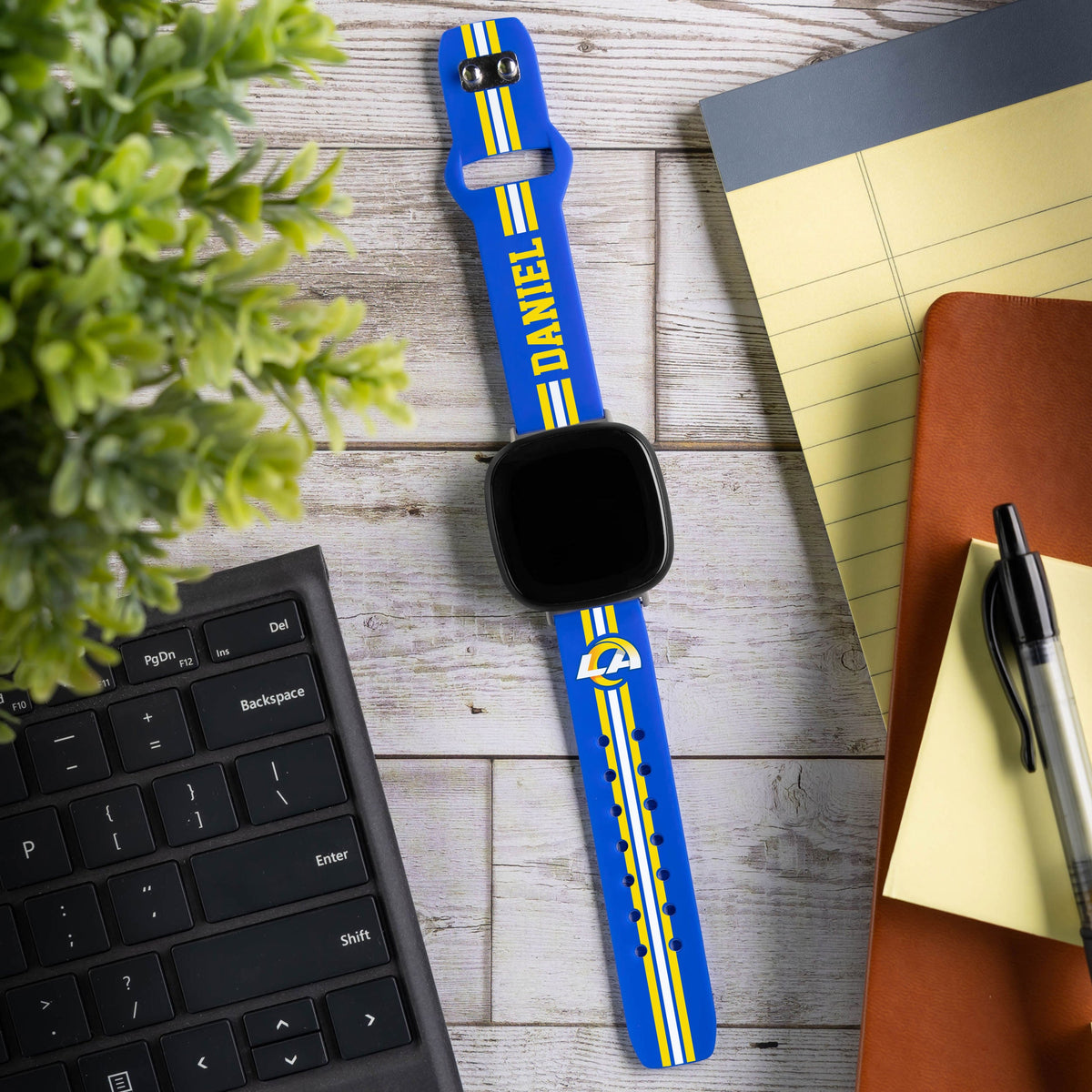 Los Angeles Rams Custom Name HD Fitbit Versa 3 and Sense 1 Watch Band