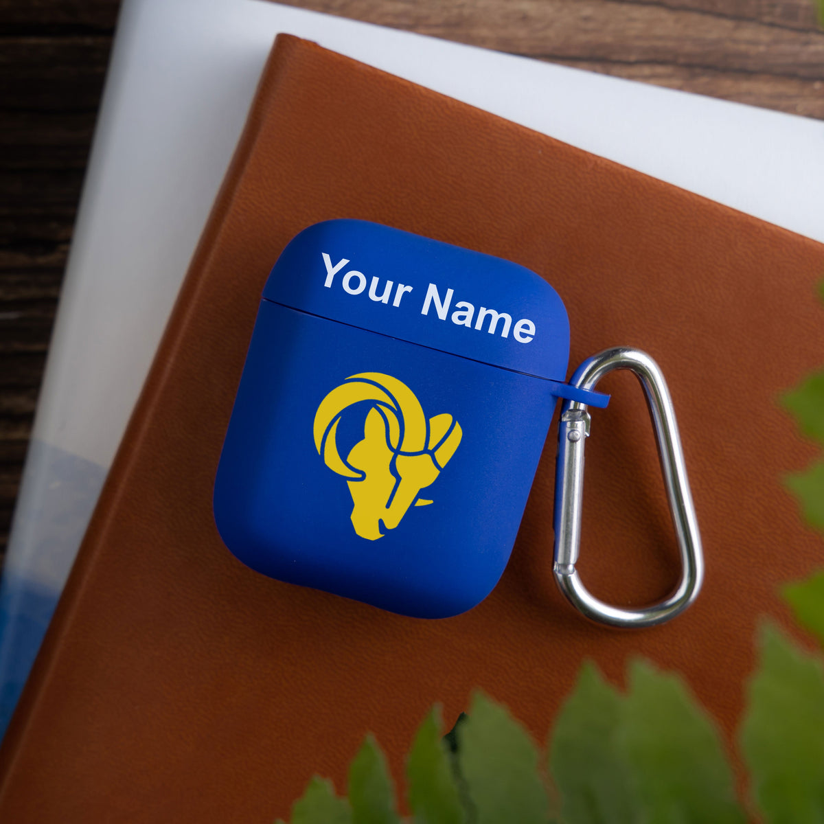 Los Angeles Rams Custom Name HD Apple AirPods Gen 1 &amp; 2 Case Cover (Blue)