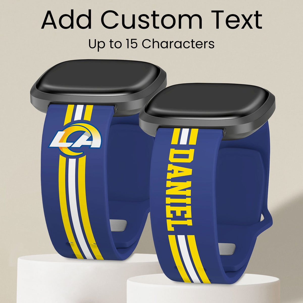 Los Angeles Rams Custom Name HD Fitbit Versa 3 and Sense 1 Watch Band