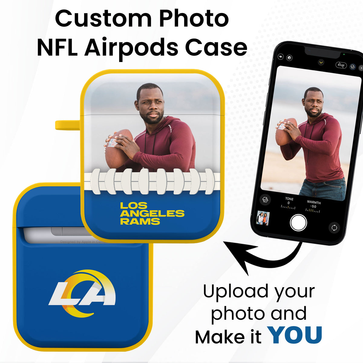 Los Angeles Rams Custom Photo HDX Apple AirPods Gen 1 &amp; 2 Case Cover