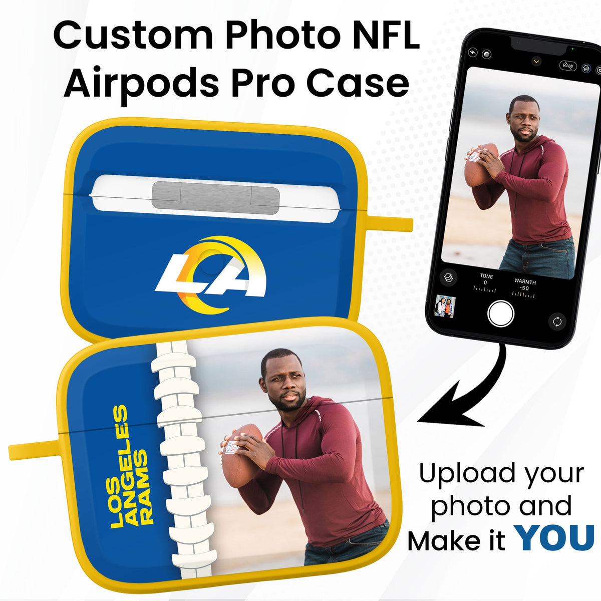 Los Angeles Rams Custom Photo HDX Apple AirPods Pro 1 &amp; 2 Case Cover