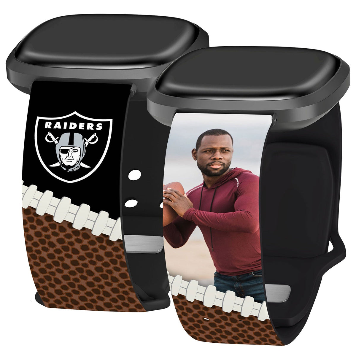 Las Vegas Raiders Custom Photo HD Fitbit Versa 3 &amp; Sense Watch Band