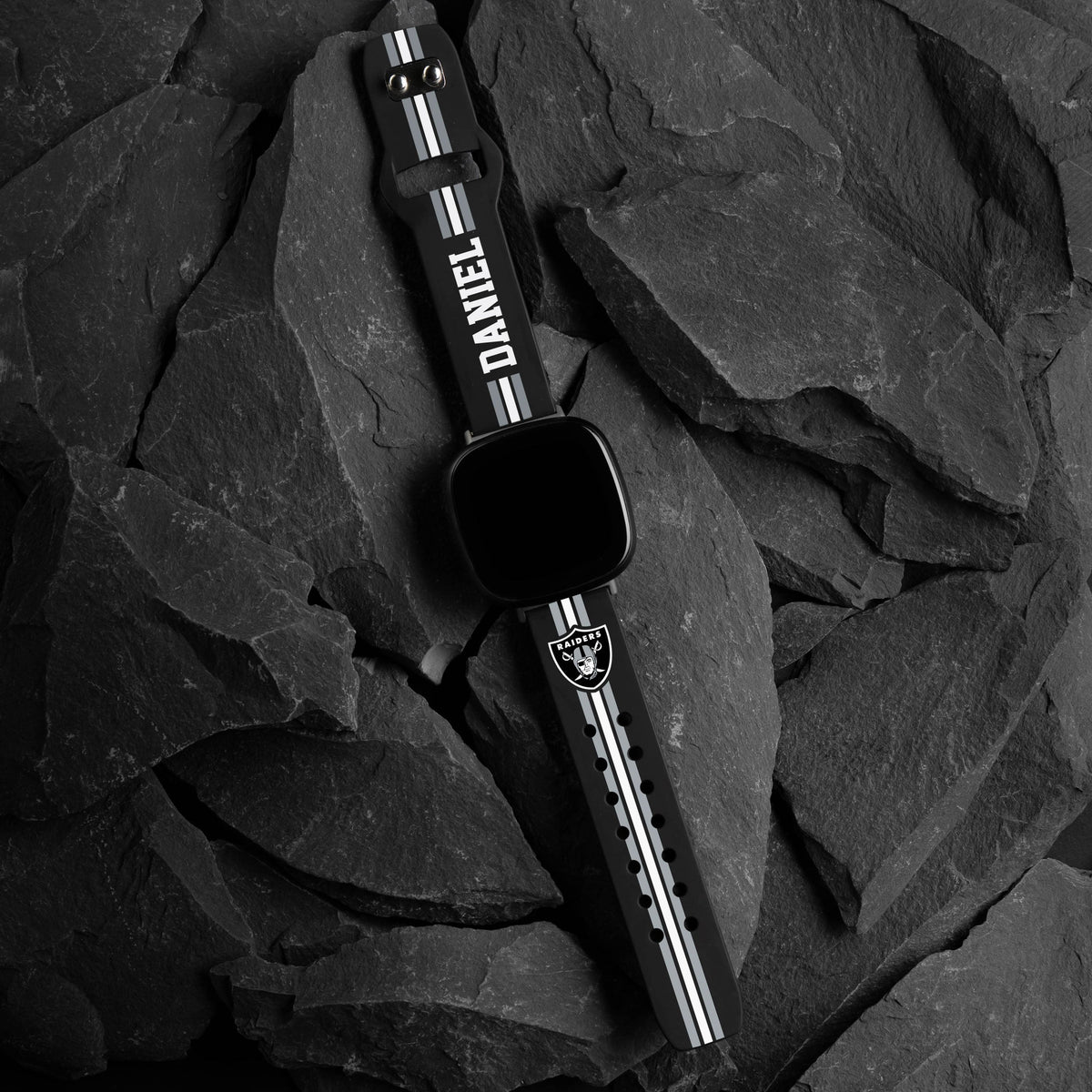 Las Vegas Raiders Custom Name HD Fitbit Versa 3 and Sense Watch Band