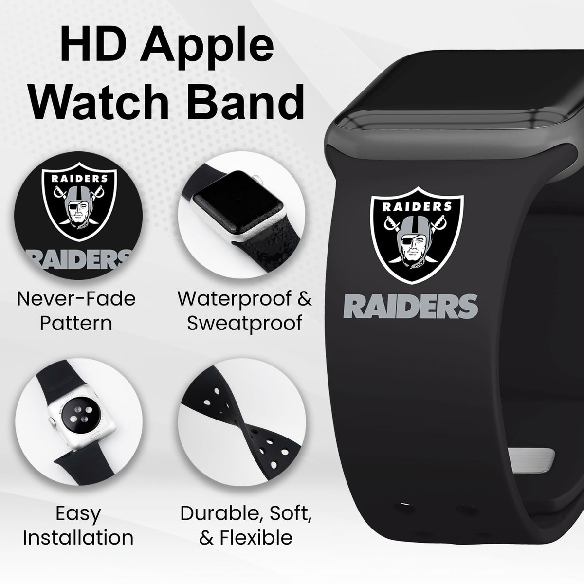 GAME TIME Las Vegas Raiders HD Elite Edition Apple Watch Band