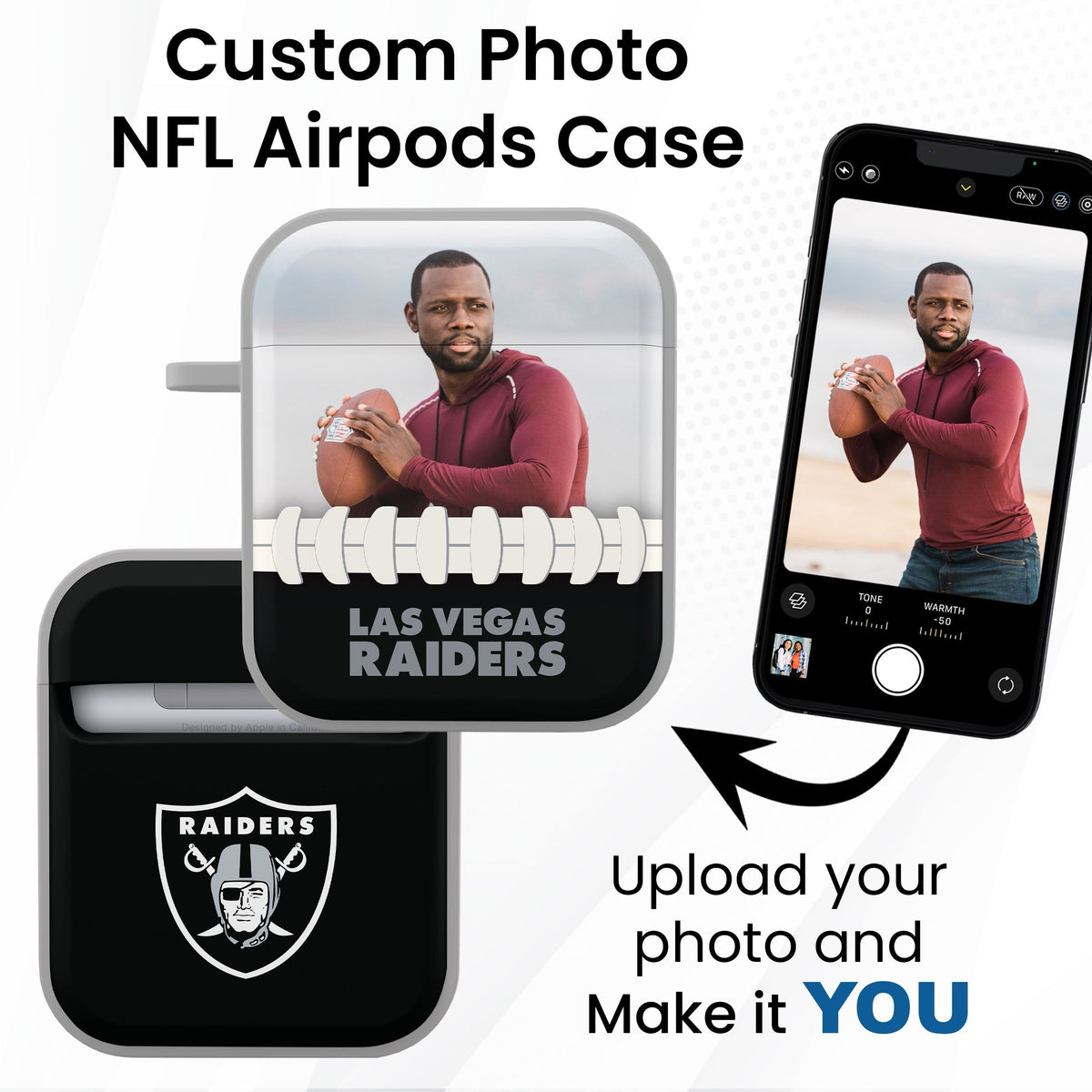 Las Vegas Raiders Custom Photo HDX Apple AirPods Gen 1 &amp; 2 Case Cover