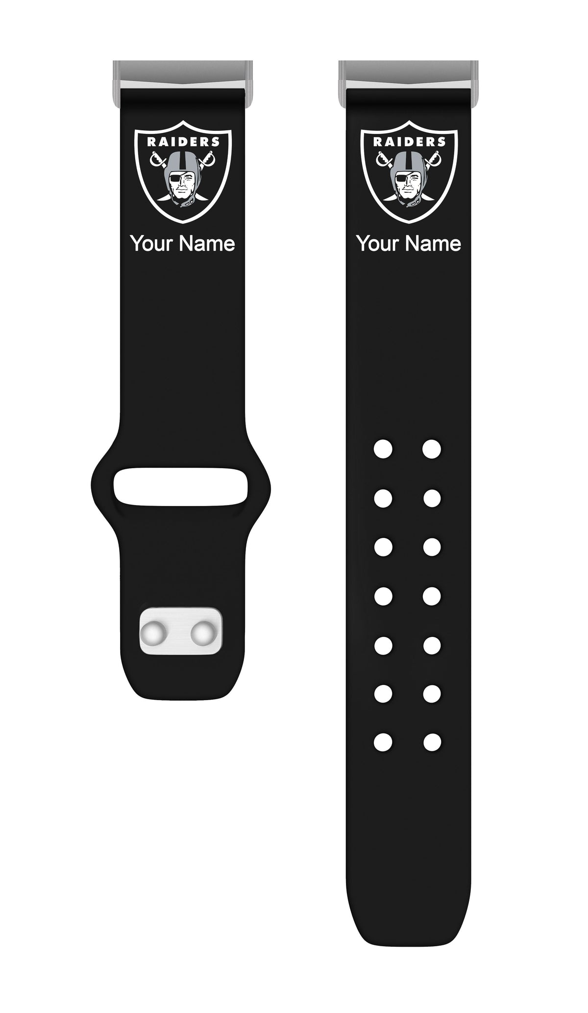 GAME TIME Las Vegas Raiders Custom Name HD FitBit Versa 3 &amp; Sense Watch Band