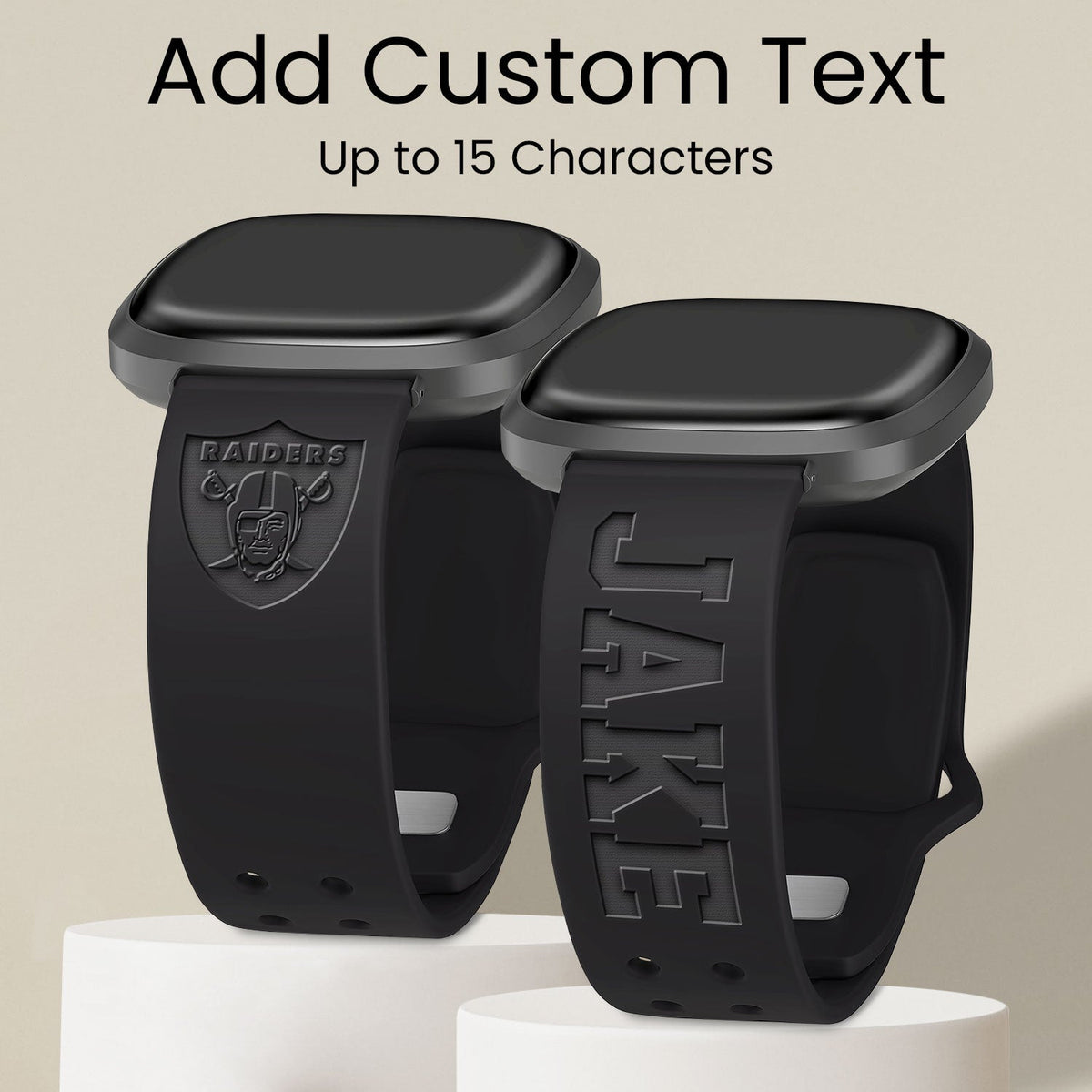 Las Vegas Raiders Custom Engraved Fitbit Versa 3 and Sense Watch Band