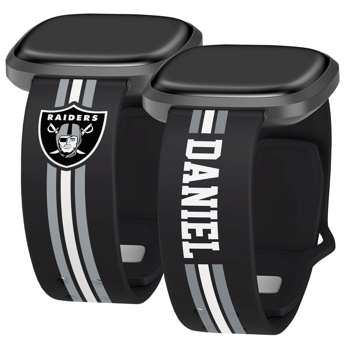 Las Vegas Raiders Custom Name HD Fitbit Versa 3 and Sense Watch Band