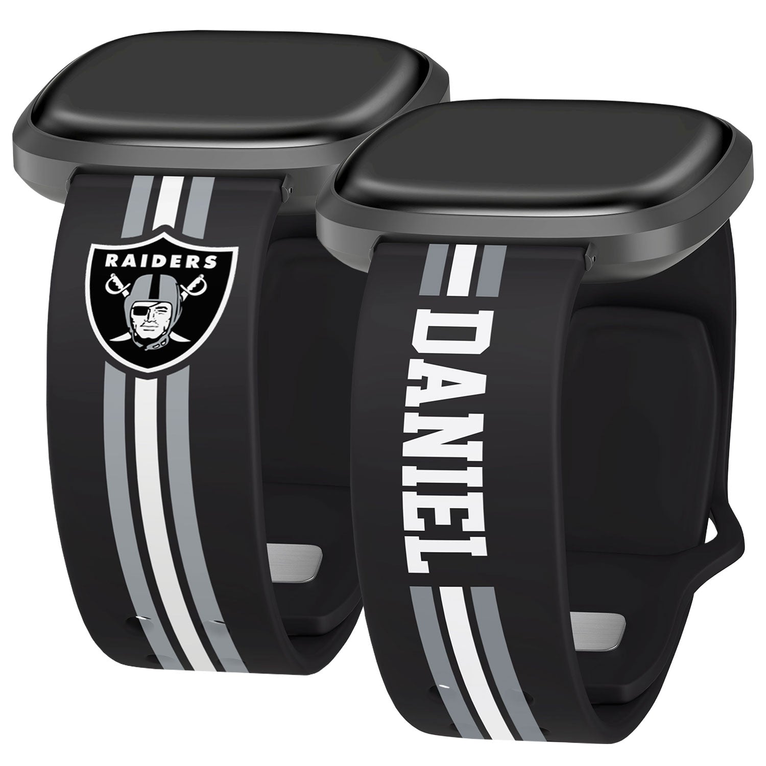 Las Vegas Raiders Custom Name HD Fitbit Versa 3 and Sense Watch Band