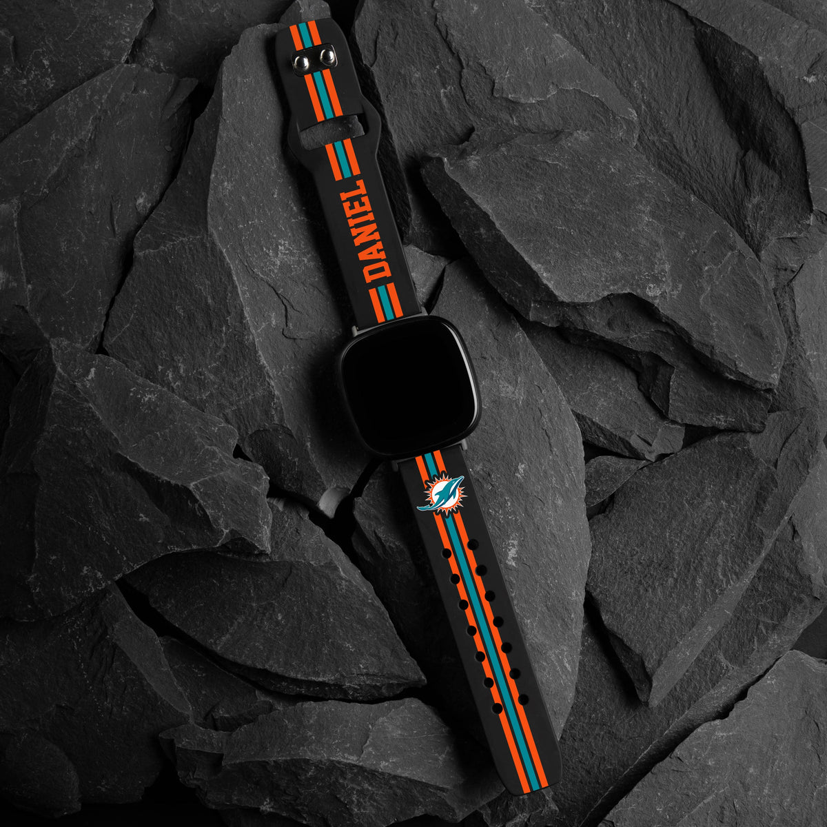 Miami Dolphins Custom Name HD Fitbit Versa 3 and Sense Watch Band