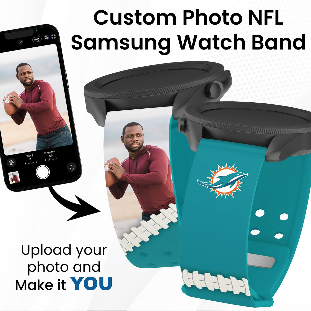 Miami Dolphins Custom Photo HD Samsung Galaxy Watch Band