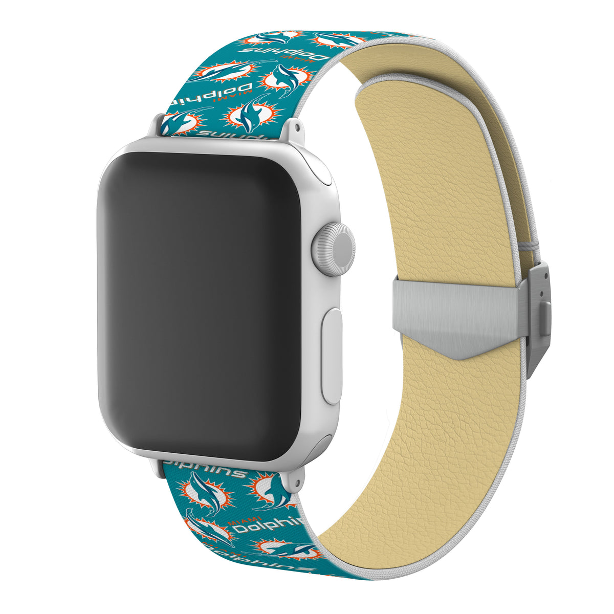 Miami Dolphins Full Print Watch Band With Engraved Buckle - AffinityBands