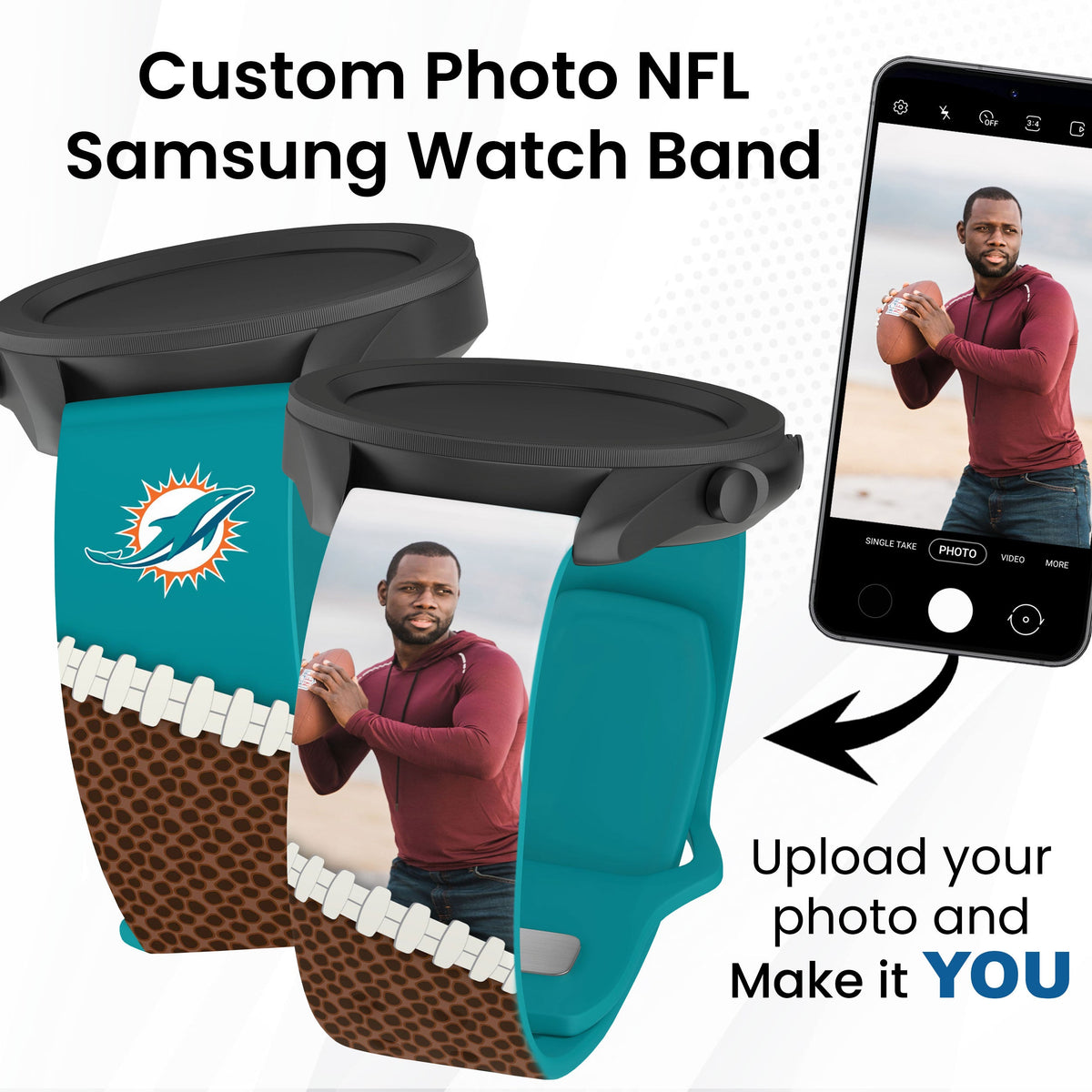 Miami Dolphins Custom Photo HD Samsung Galaxy Watch Band