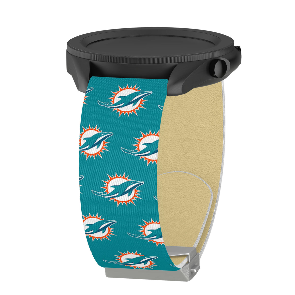 Game Time Miami Dolphins Signature Series Quick change Watch Band With Engraved Buckle